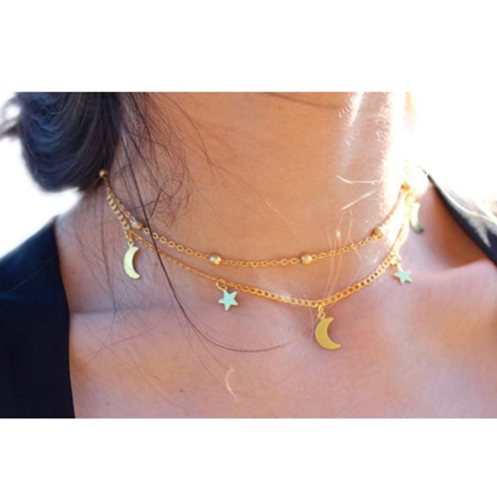 💋4/$25💋 ⭐️Star & Moon Necklace Layering Choker⭐️